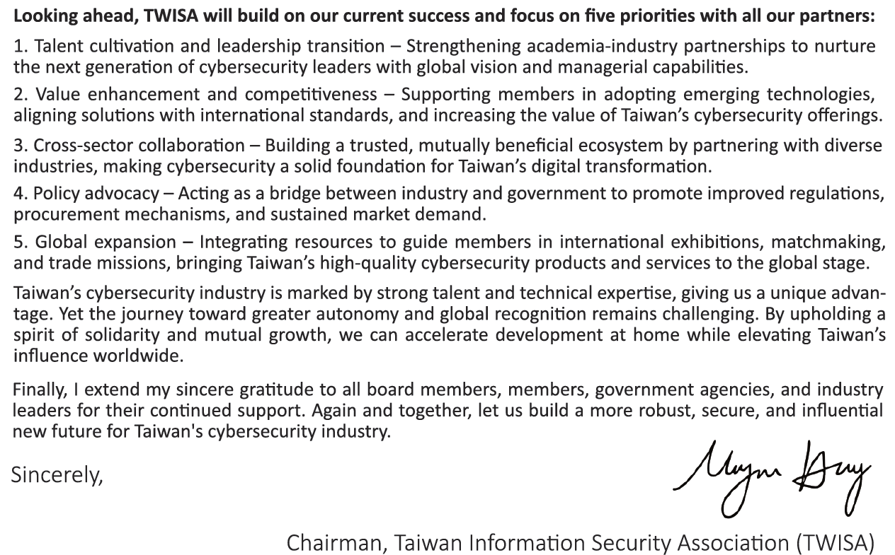 Letter from the Chairman of TWISA, page 2, with signature
