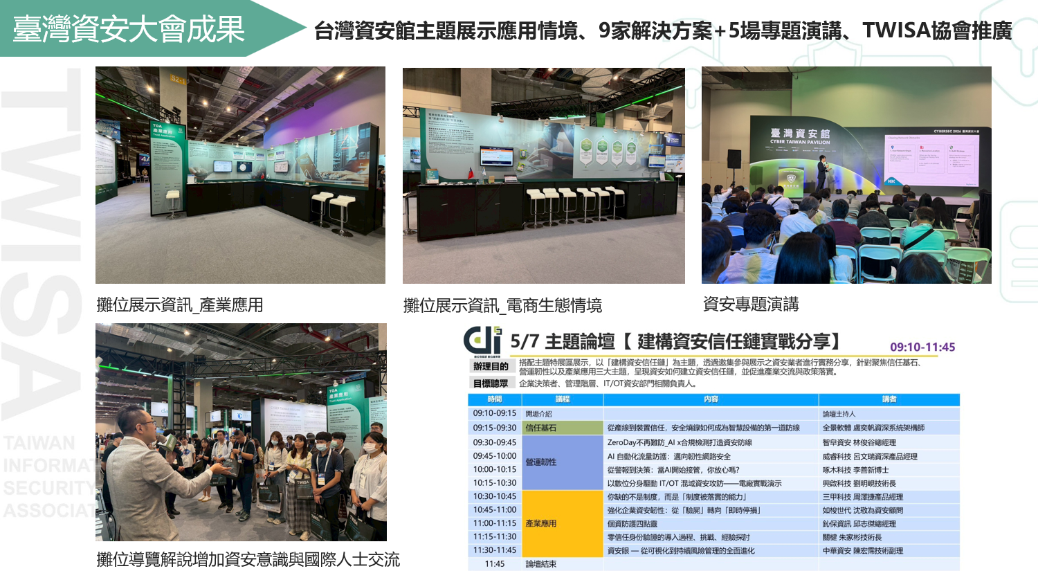 臺灣資安館展示：展位、電商生態情境、資安專題演講